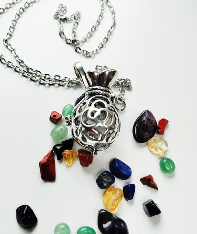 Silver Pouch - Crystal/Gemstone Magick Intention Necklace