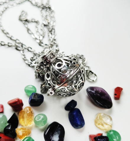 Silver Filigree - Crystal/Gemstone Magick Intention Necklace