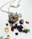 Gold Feathers in Silver - Crystal/Gemstone Magick Intention Necklace