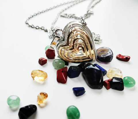 Gold/Silver Heart Shape - Crystal/Gemstone Magick Intention Necklace