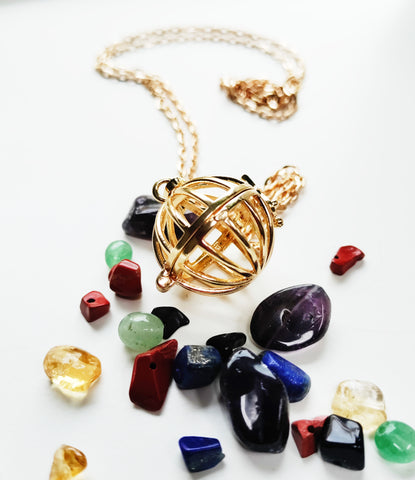 Golden Cage - Crystal/Gemstone Magick Intention Necklace