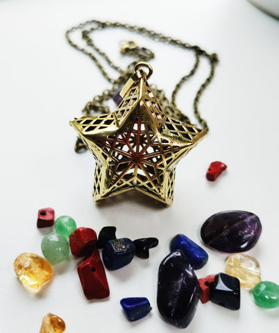 Large Bronze Star - Crystal/Gemstone Magick Intention Necklace